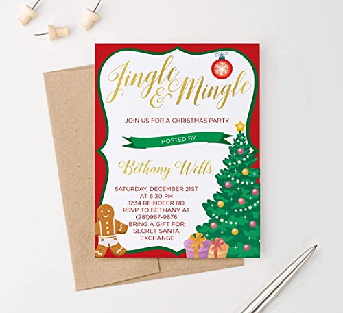 Personalized Christmas Party Invites with Envelopes