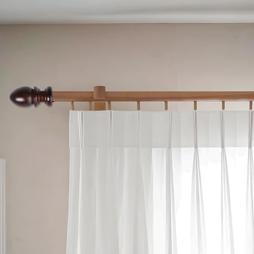 T Tulead Wooden Curtain Rod Finials Brown 4PCS