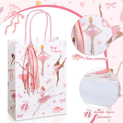 Ctosree 24 Sets Ballerina Gift Bags with Ribbon
