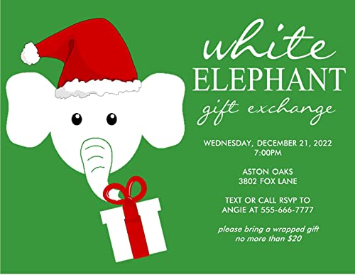 Personalized White Elephant Gift Exchange Christmas Invitations