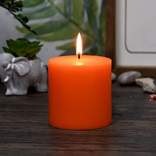 3 Inch Orange Pillar Candle for Home Dcor