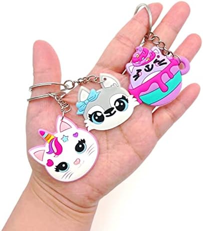 JZK 30 Pcs Cute Kitty Cat Keyring Set for Kids