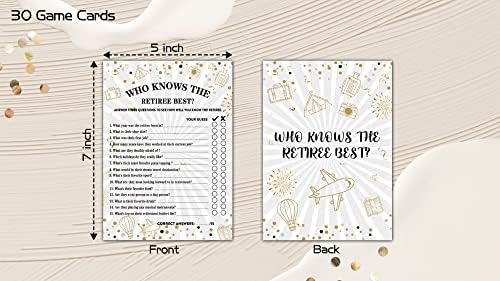 Retirement Party Game Cards with Gold Foil Design - 30 Cards
