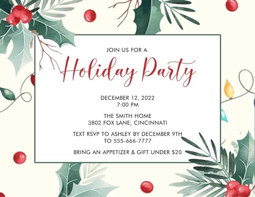 Personalized Holiday Christmas Party Invitation Holly Jolly