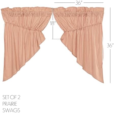 VHC Brands Prairie Swag Curtains Red 36x36x18
