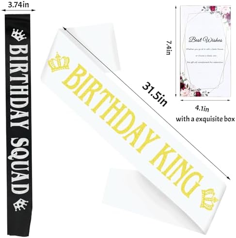 7 Pcs Birthday King Sashes for Men or Boy