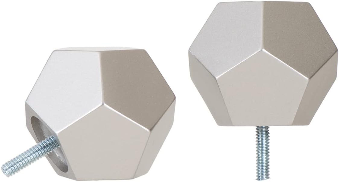 Ivilon Faceted Hexagonal Finials 78 Inch Satin Nickel