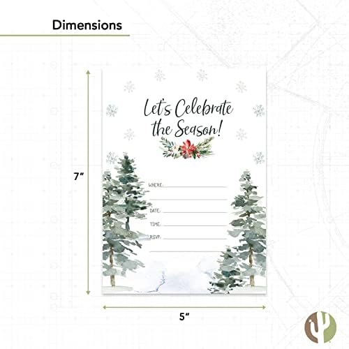 Desert Cactus Christmas Invitations with Envelopes 25 Count Design C
