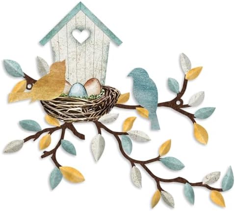 Rustic Metal Wall Decor Birdhouse Teal White