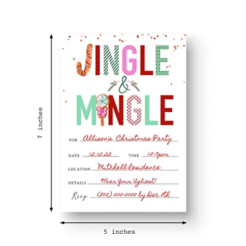 Expressionz Cafe Christmas Jingle Mingle Party Invitations Pack of 25