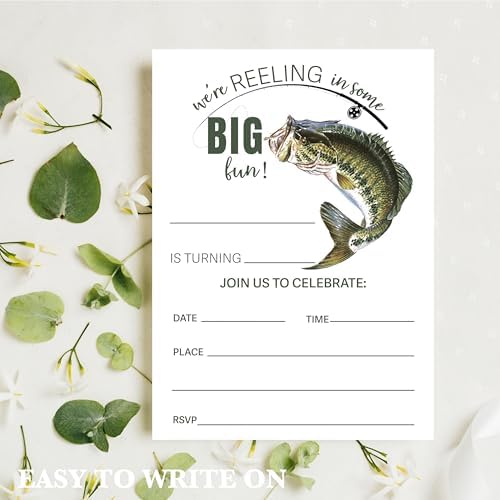 Fishing Theme Birthday Invites with Envelopes for Kids