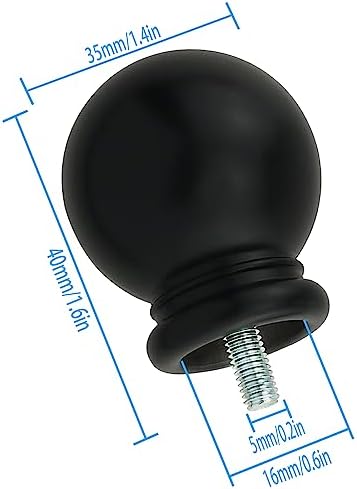 Round Curtain Rod Finials 2PCS Black Plastic Ends