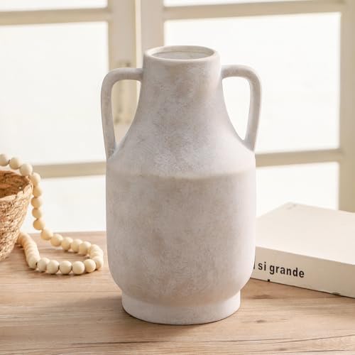 MittDitt Ceramic Flower Vase with Handles 11 Inch Tall