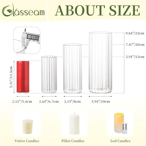 Glasseam Clear Hurricane Candle Holder Set of 6