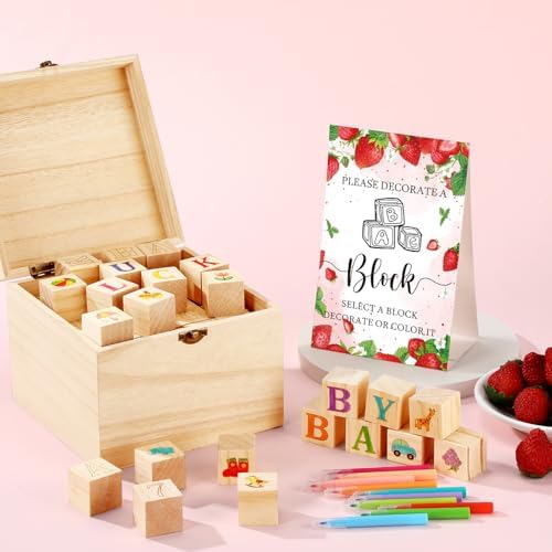 Marsui 136 Pcs Baby Shower Blocks Game Kit Strawberry
