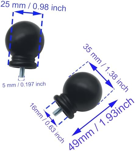 HAJZXH 2 Pcs 5 8 Inch Curtain Rod End Cap Finials Black