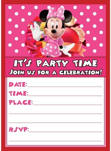 Set of 20 Birthday Invitation Cards Envelopes for Kids