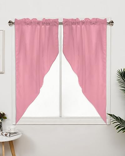 Pink Swag Valances for Kitchen Windows 36x56 In