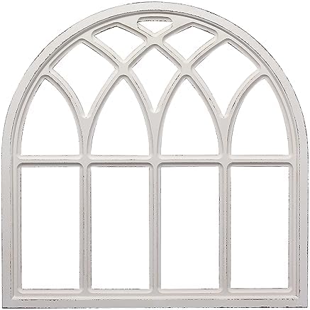 Sintosin 32 Inch White Arched Window Frame Wall Decor
