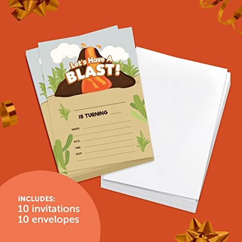 Desert Cactus Volcano Birthday Invitations 10 Count With Envelopes