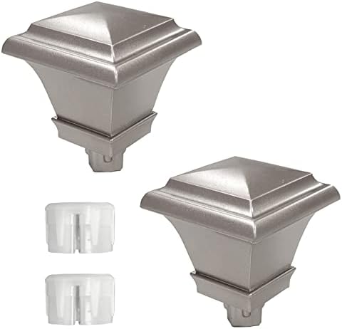 Silver Square Plastic Curtain Rod Finials 2 Pcs
