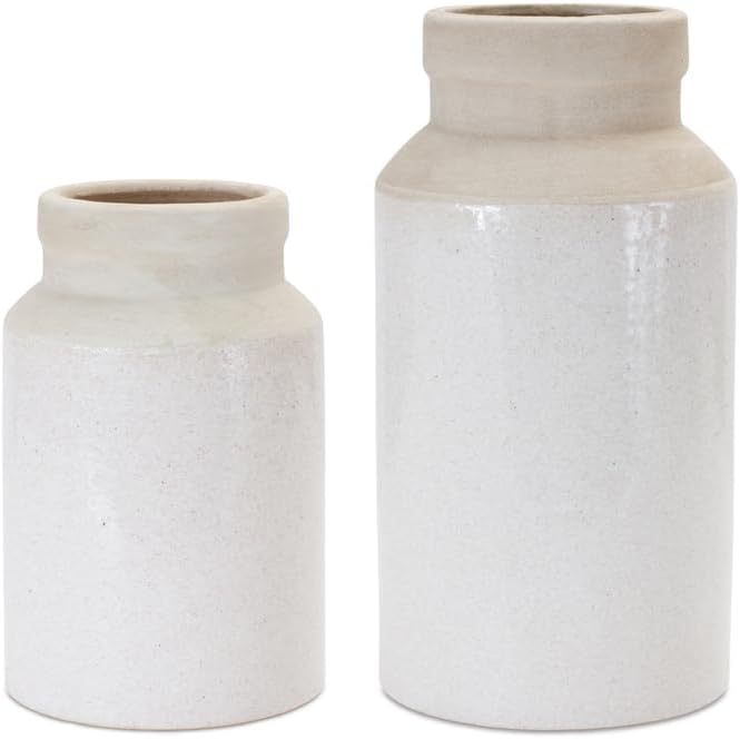 Melrose International Two Tone Stoneware Vase Set of 2