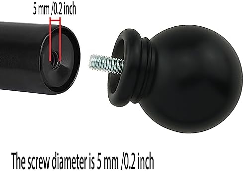 Round Curtain Rod Finials 2PCS Black Plastic Ends