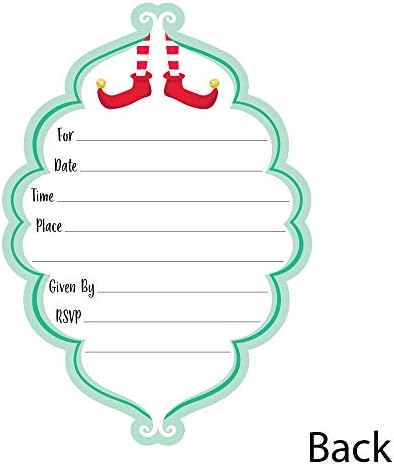 Big Dot of Happiness Elf Squad Fill-In Invitations Set of 12