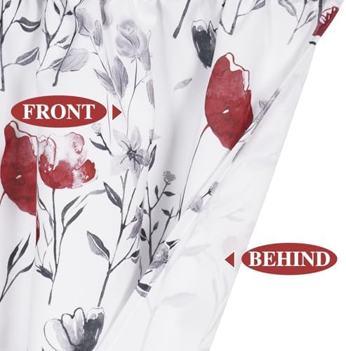 Likiyol Floral Swag Curtains Red Gray for Kitchen Bedroom Drapes
