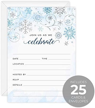 Canopy Street Faux Glitter Winter Party Invitations 5x7