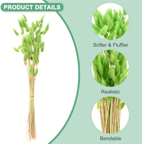 60-Pack Artificial Rabbit Tail Grass Dried Flowers 17 Inch Green