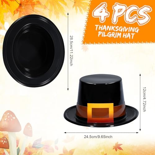 Liliful 4 Pcs Thanksgiving Pilgrim Hats Cosplay Costume Accessory for Adults