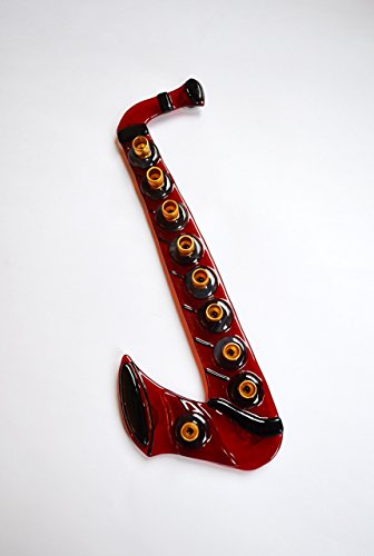 Red Saxophone Glass Menorah by YafitGlass 1