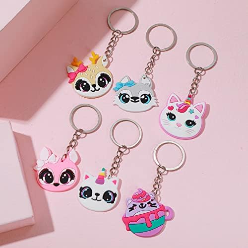 JZK 30 Pcs Cute Kitty Cat Keyring Set for Kids