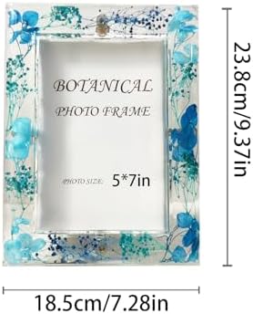 Botanical Picture Frame with Dried Flowers in Blue 5x7 Inch