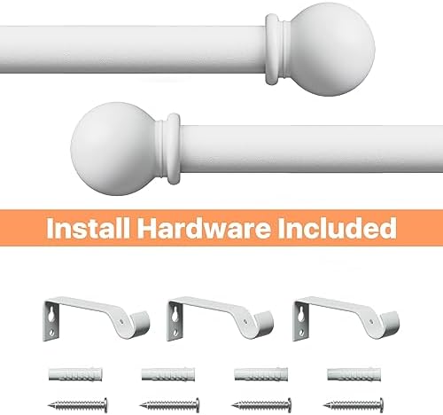 Matte White Curtain Rod Set 2 Pack 28-48 Inch