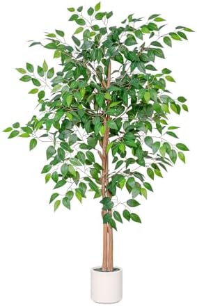 5FT Artificial Ficus Tree with White Planter