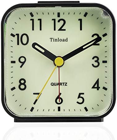 Glow in Dark Analog Alarm Clock with Silent Non-Ticking Design