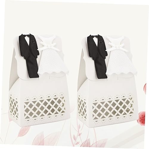 Cabilock 12pcs Hollow Wedding Favor Boxes with Bride Groom Tuxedo Dress Design