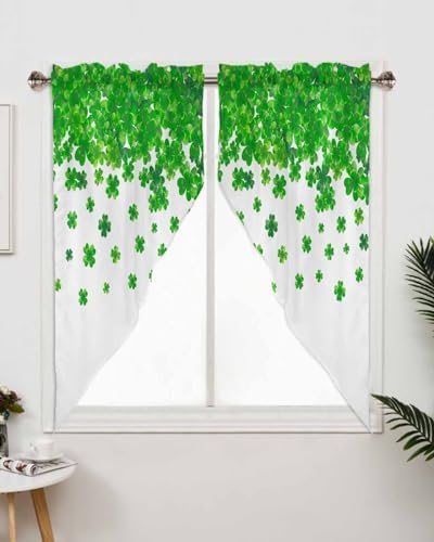 St Patricks Day Kitchen Curtains Lucky Shamrock Valance Set