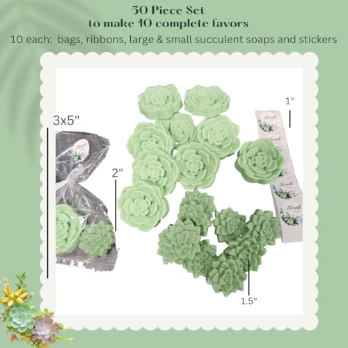 DIY Succulent Shaped Soap Favor Kit 20 Green Cactus Blossom Scented Soaps