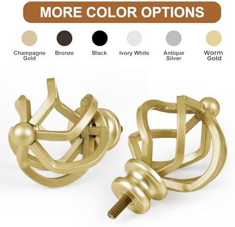 KAMANINA Top Bead Twisted Cage Finials 2pcs Warm Gold