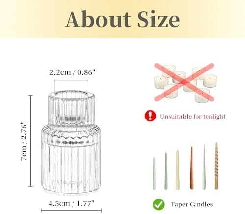 Hewory 20PCS Clear Taper Candle Holders for Table Centerpieces