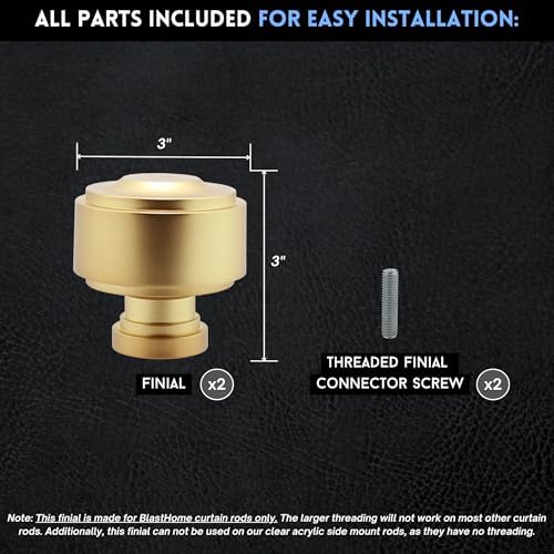 BlastHome Luxury Layers Knob Finials - Brushed Gold Set of Two