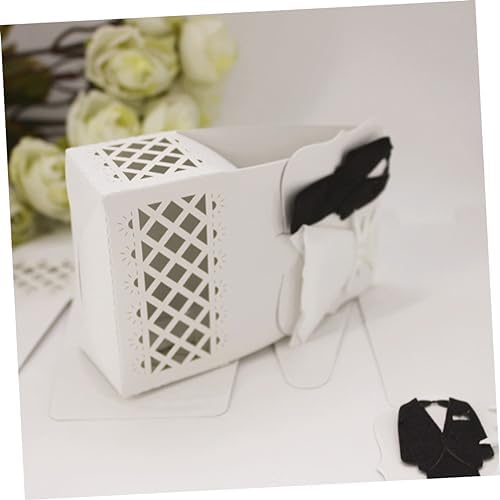 Cabilock 12pcs Hollow Wedding Favor Boxes with Bride Groom Tuxedo Dress Design