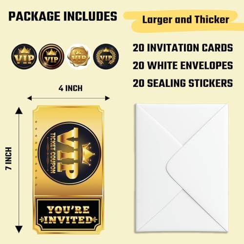 Birthday Party Invitations 20 Sets 4X7 Inch with Envelopes