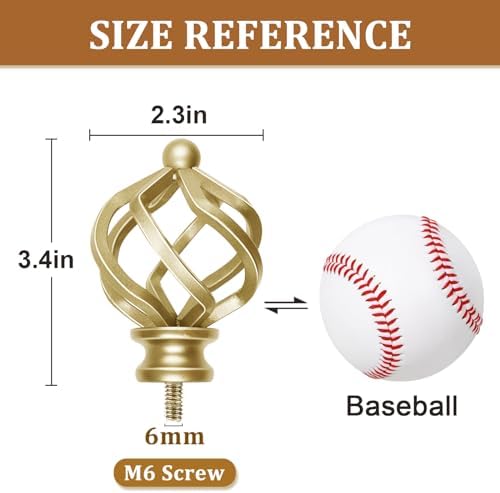 KAMANINA Top Bead Twisted Cage Finials 2pcs Warm Gold