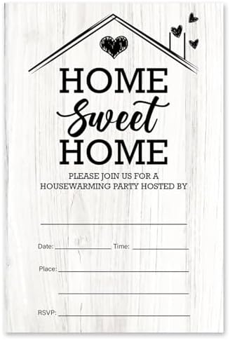 Brayqu Housewarming Party Invitations Rustic Home Sweet Home Fill-in 20 Set