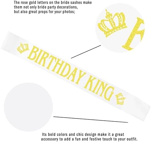 7 Pcs Birthday King Sashes for Men or Boy