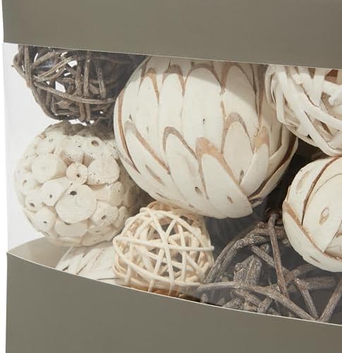 Deco 79 Wood Handmade Orbs Vase Filler Set of 2